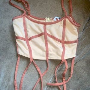 2 piece cream fringe outfit